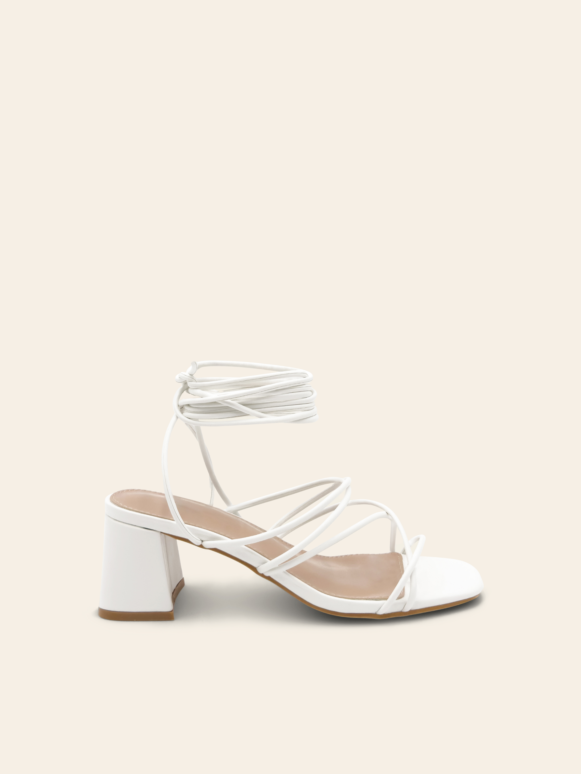 KAYLEE White lace-up sandals with small heels