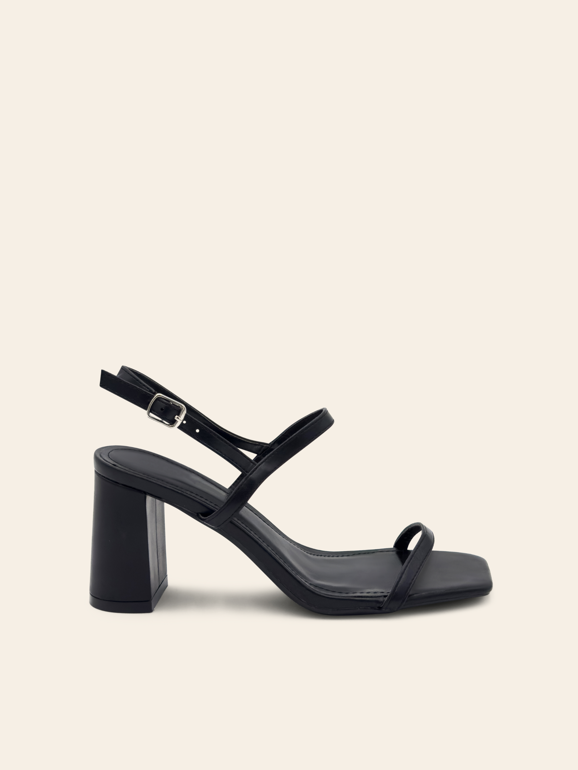 SIENNA - Sandales noires à bride arrière réglable et bout carré - Mode Femme | Cassy