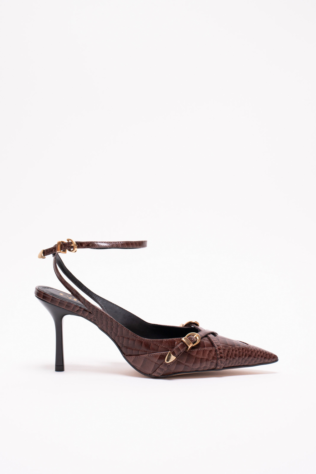 Escarpins ZAPA Pointure 40 - Cuir Marron Effet Crocodile - Talons - Occasion Très Bon état