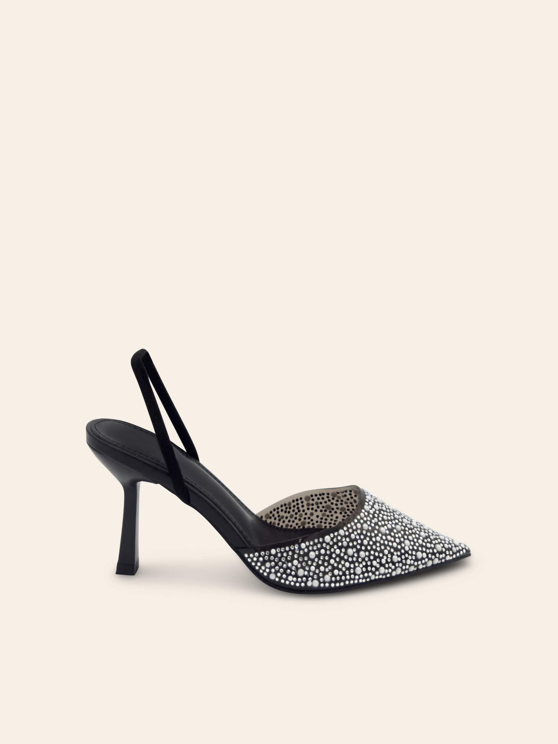 PERLE - Escarpins noirs transparents à bout fermé avec perles - Mode Femme | Cassy