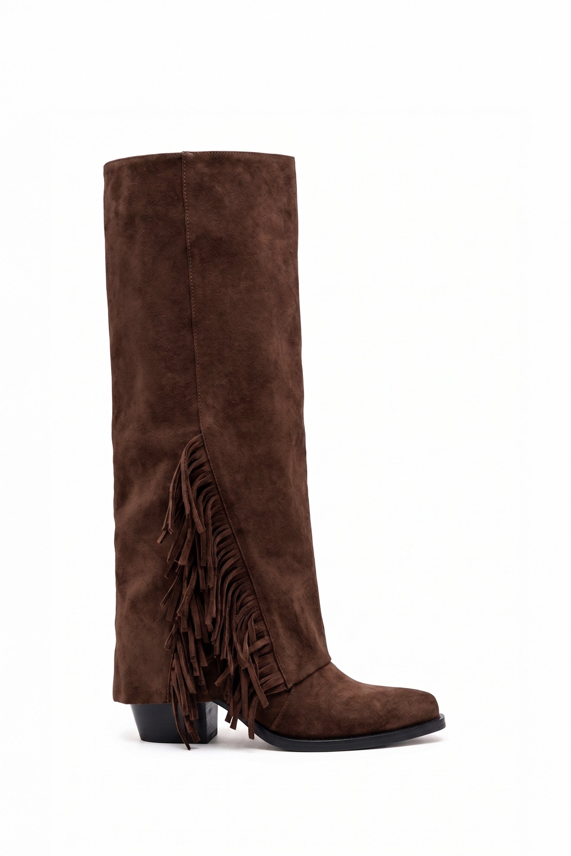 Esther Bottes Santiags À Franges Marron