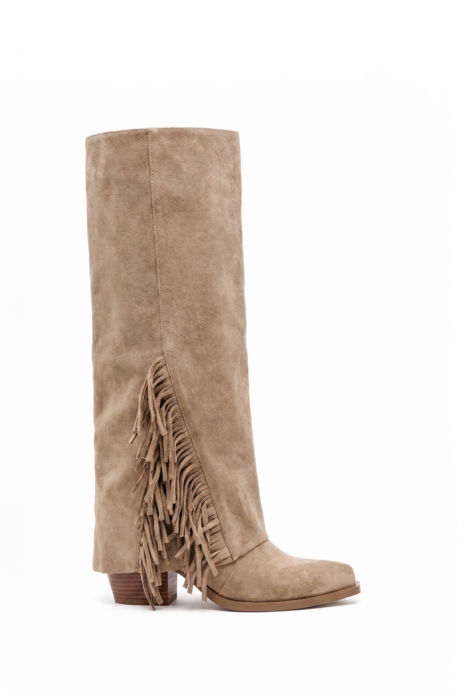 Esther Bottes Santiags À Franges Taupe