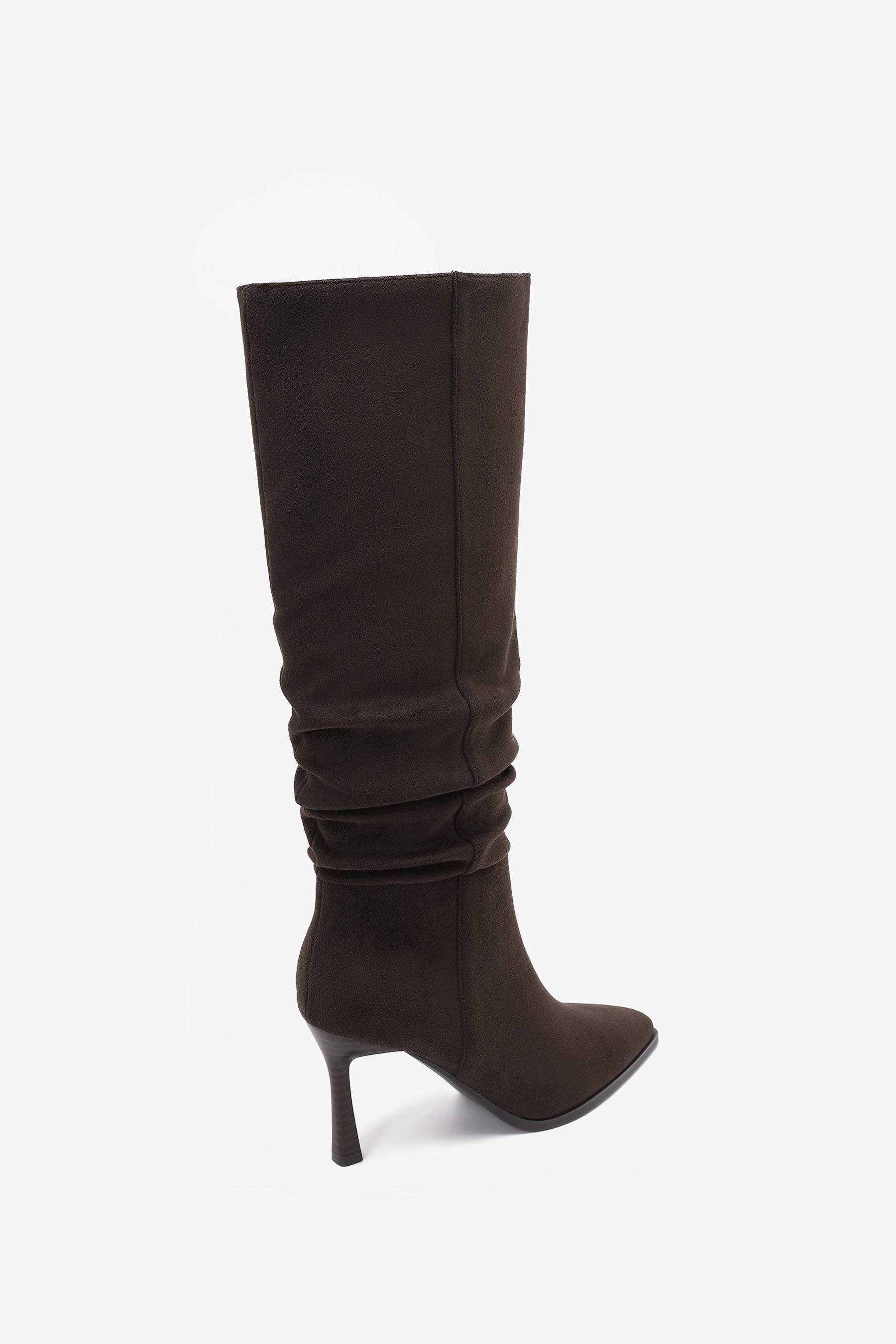 Ariana Bottes Plissée Talon Marron
