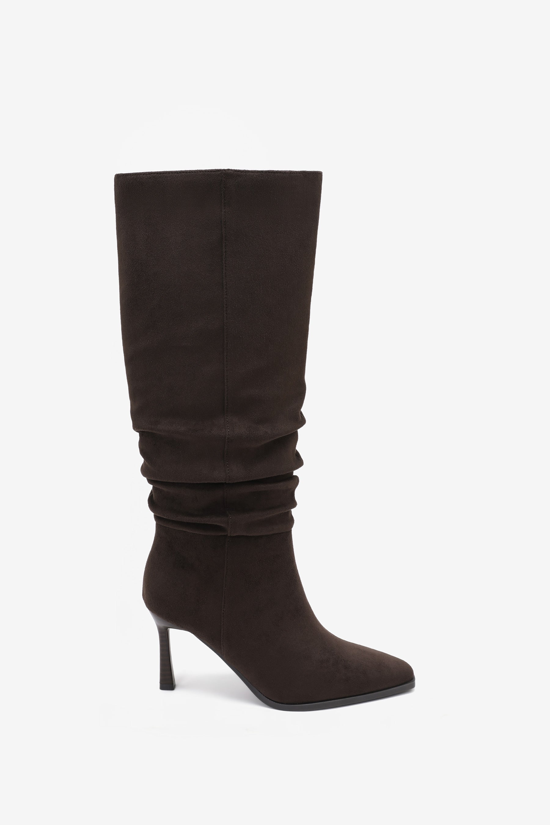 Ariana Bottes Plissée Talon Marron