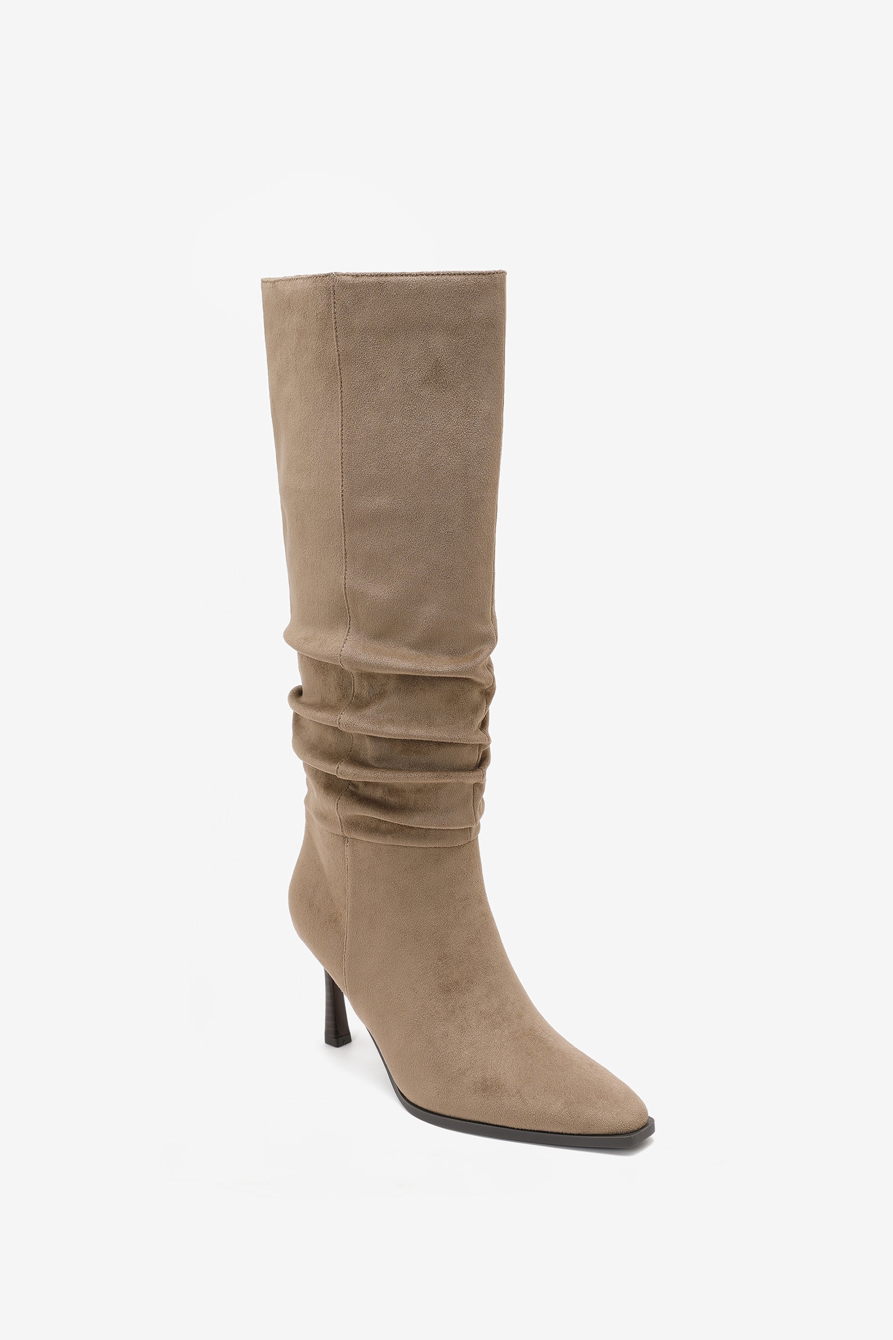 Ariana Bottes Plissée Talon Taupe