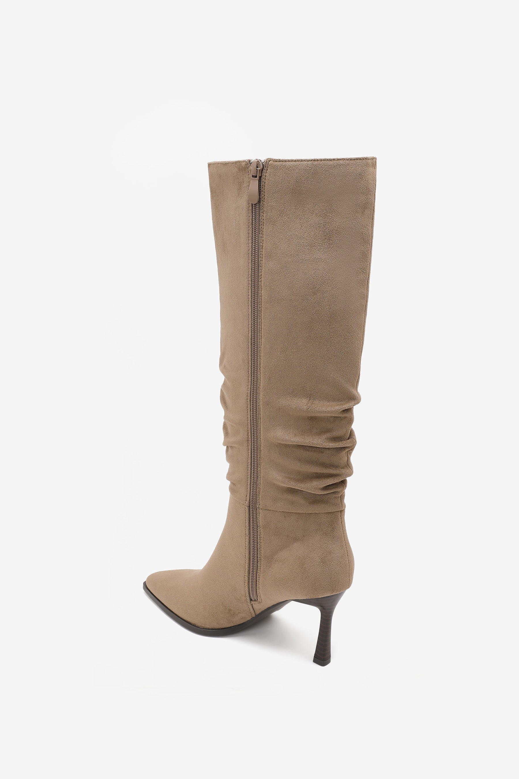 Ariana Bottes Plissée Talon Taupe