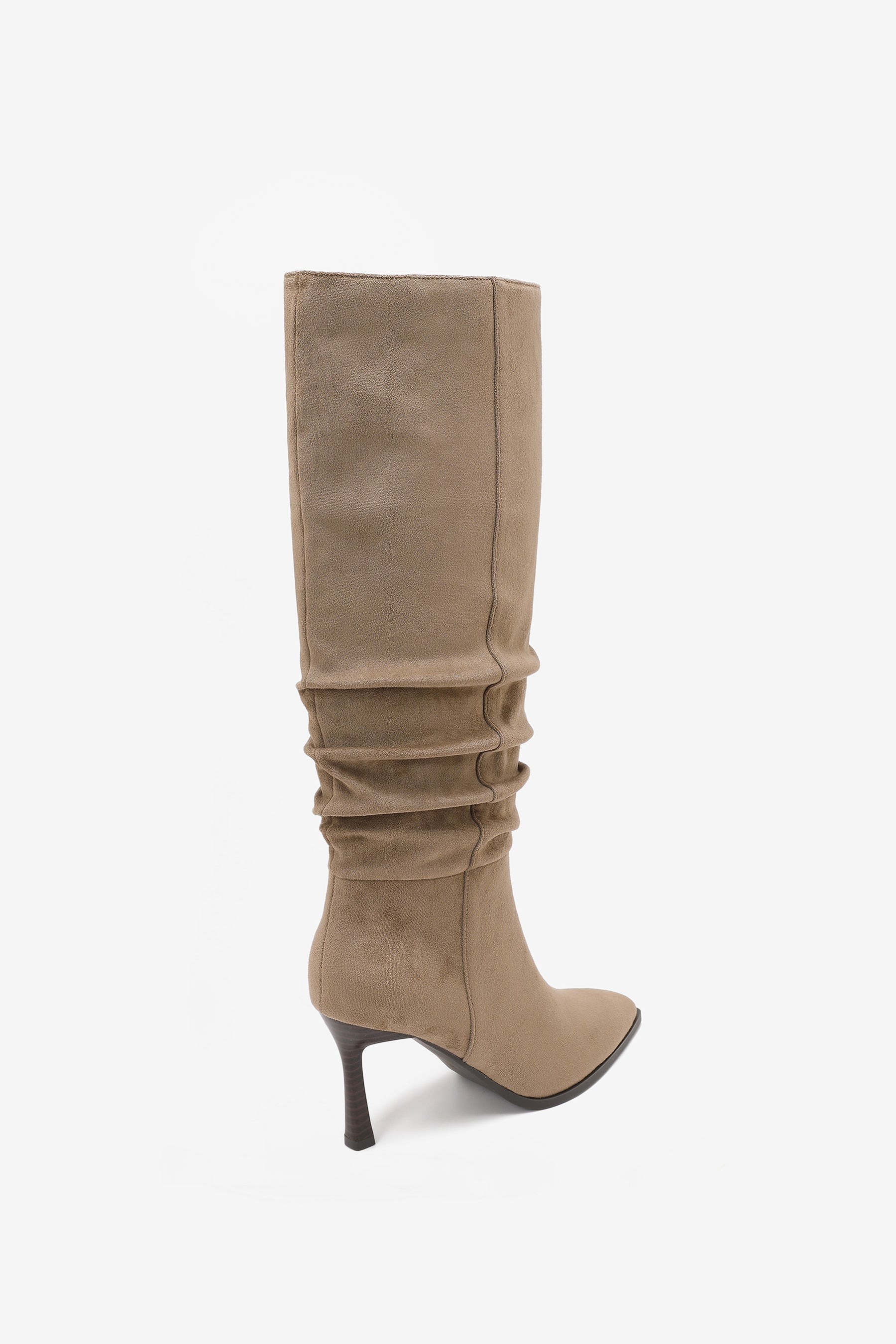 Ariana Bottes Plissée Talon Taupe