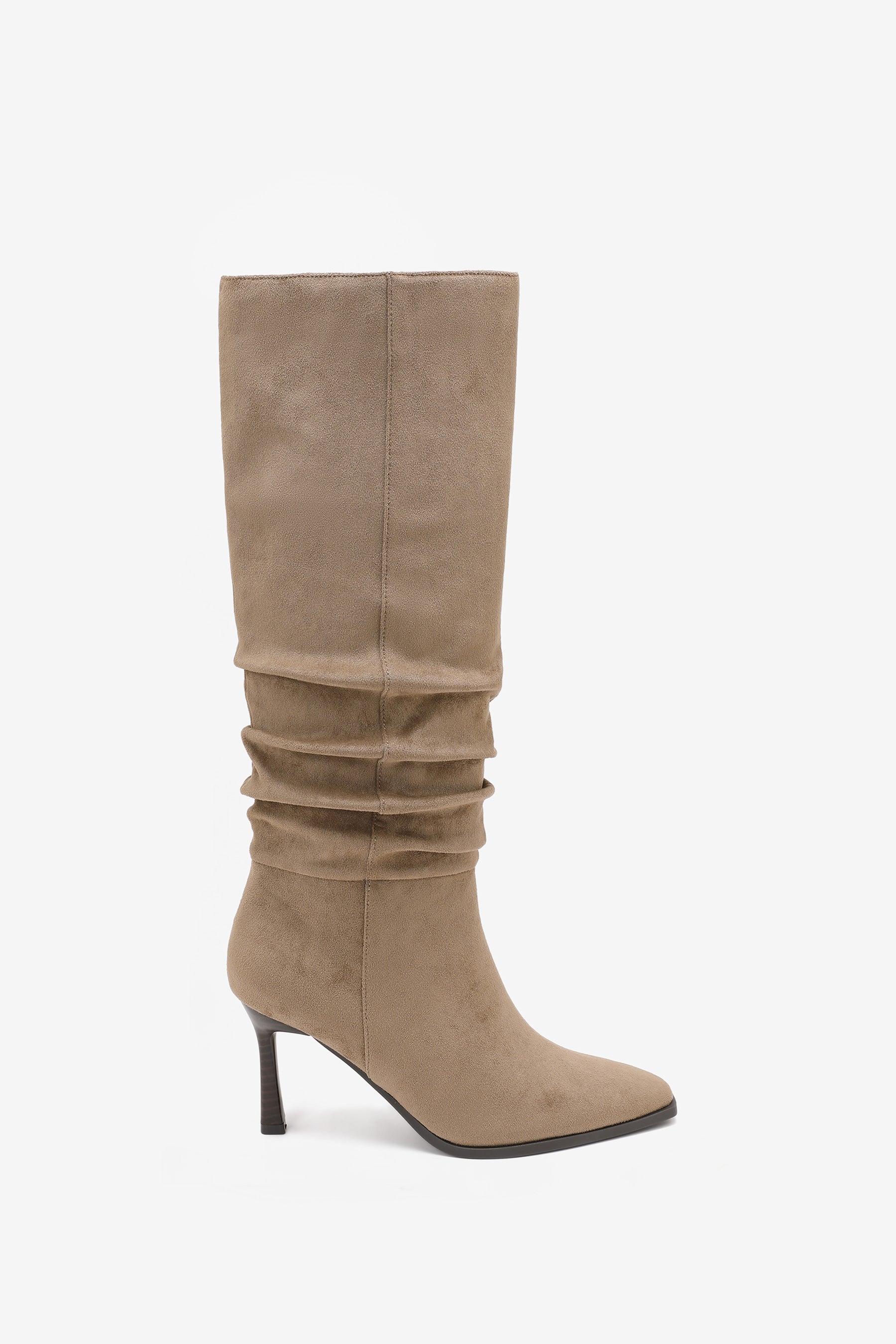 Ariana Bottes Plissée Talon Taupe