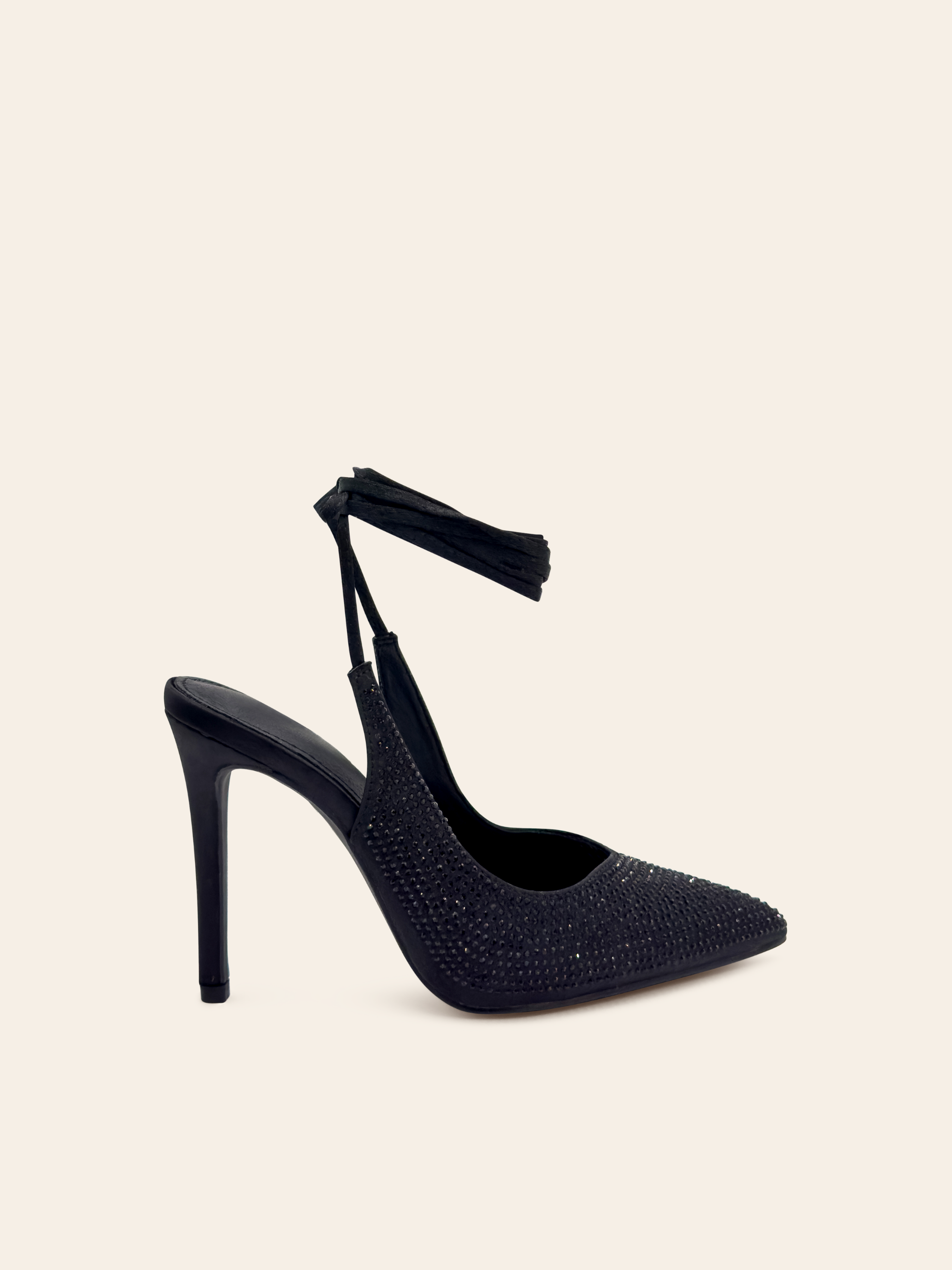 KATE - Escarpins noirs à strass et lacets montants - Mode Femme | Cassy