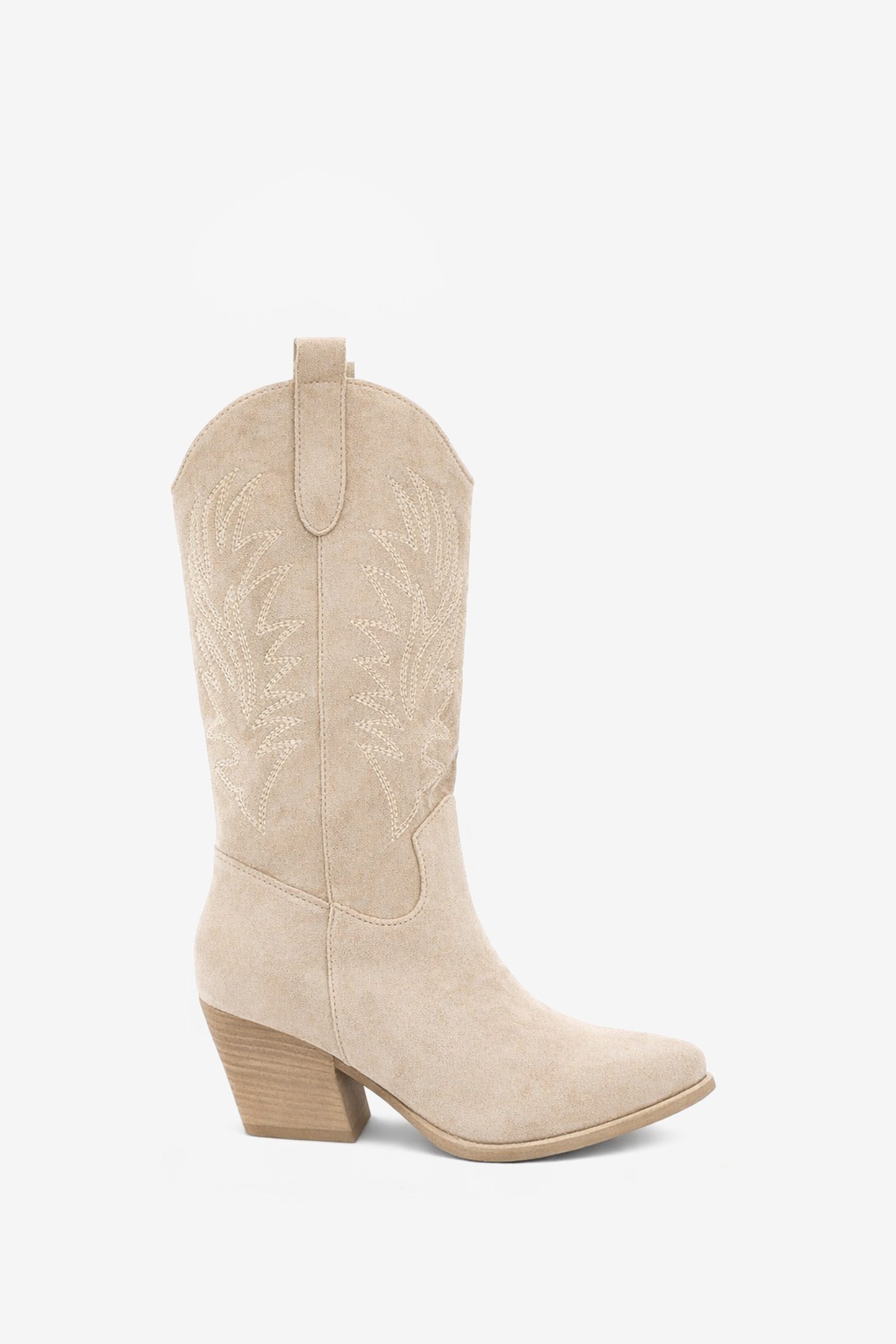 Maya Bottines Santiags Brodées Beige