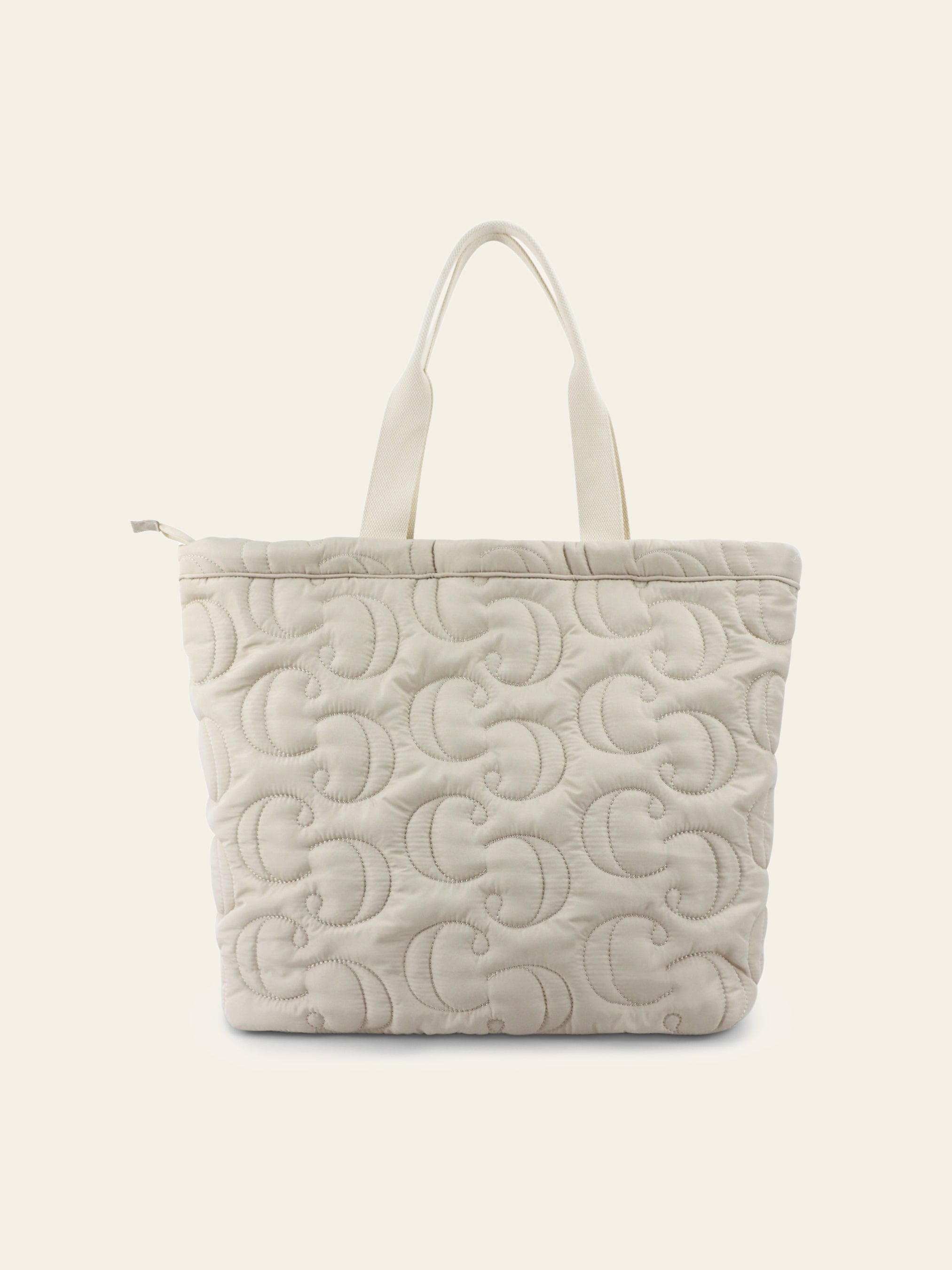 Sac cabas tote matelassé à double initiale brodée - crème - Mode Femme | Cassy
