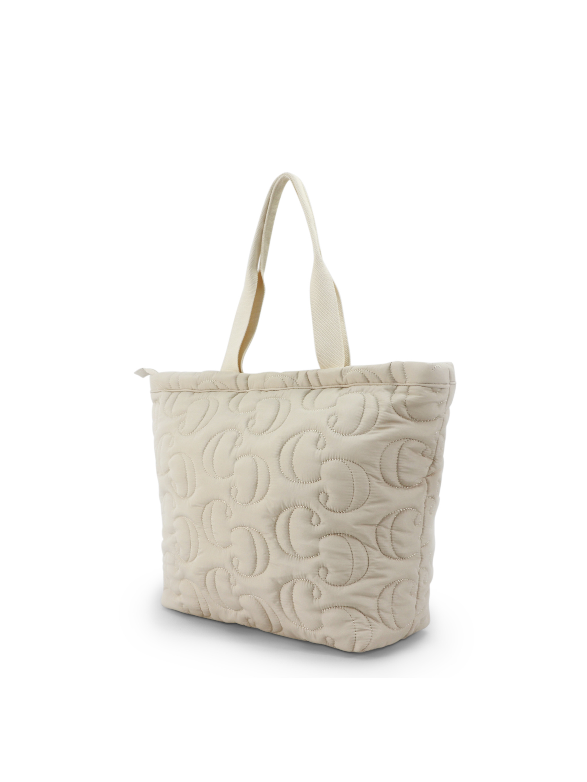 Sac cabas tote matelassé à double initiale brodée - crème - Mode Femme | Cassy