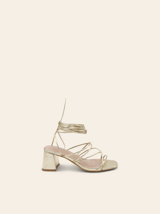 KAYLEE - Sandales gold à lacets et petits talons - Mode Femme | Cassy