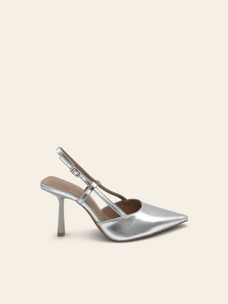 ALBA - Silver pumps with adjustable strap