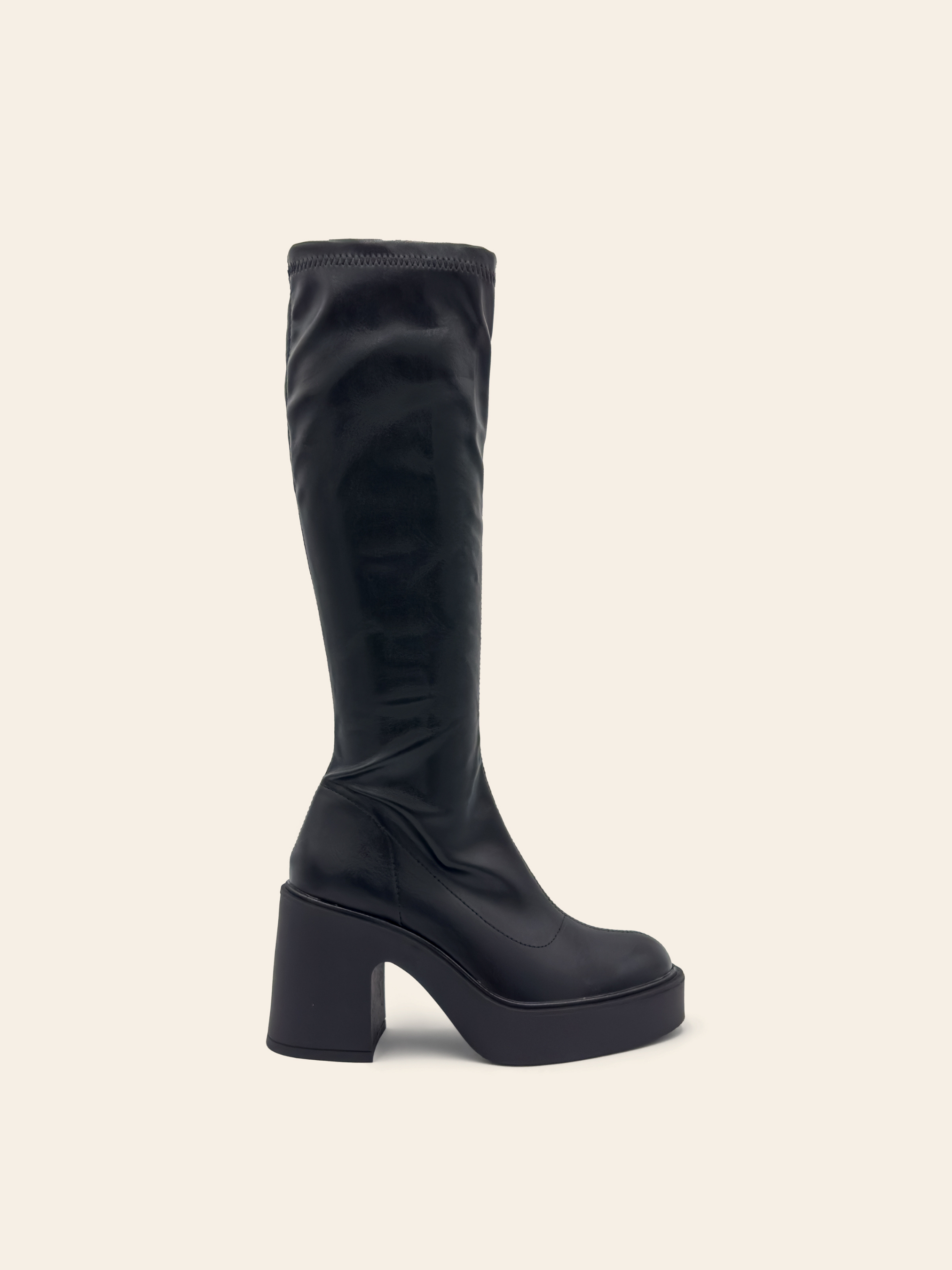 LOUISA Black tight boots with heel and platform CASSY