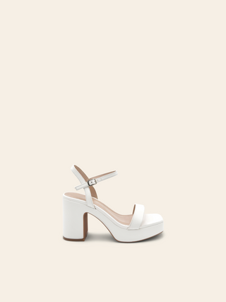 ESTHER - Sandales blanches à talon bloc et plateforme - Mode Femme | Cassy