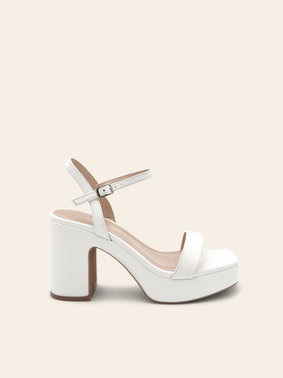 ESTHER - White sandals with block heel and platform