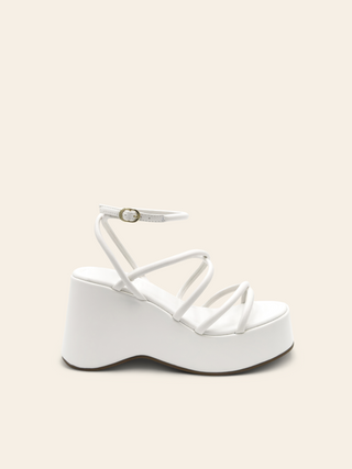 MERCY - White sandals with chunky sole and crisscross straps