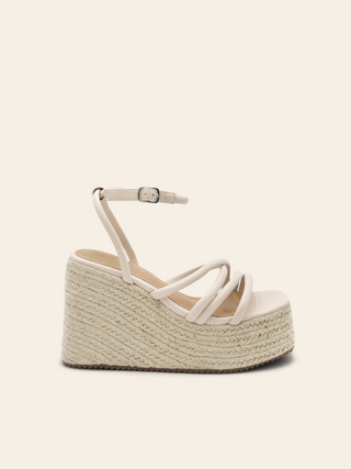 NINA - Espadrilles beiges compensées à brides réglables