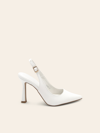 Constance - White closed toe slingback pumps