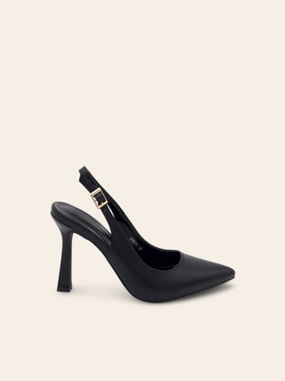 - Goldene Pumps mit fester Spitze und verstellbarem High-Heel-Riemen