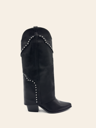 ALICIA - Black cowboy style gaiter cowboy boots with studded details