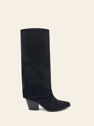 JUNE - Black Suede Pointed Toe Gaiters Boots