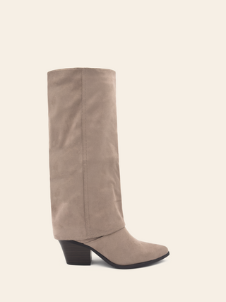 JUNE - Taupe Suede Pointed Toe Gaiters Boots