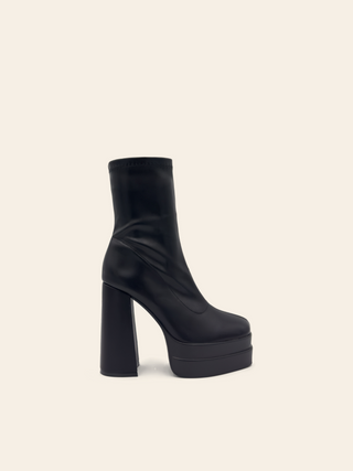 STELLA - Bottines noires montantes à plateforme en simili cuir souple - Mode Femme | Cassy