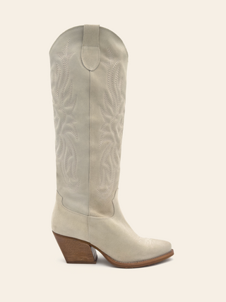 GIULIA - Heeled cowboy boots in 100% chalk leather - Made In Italy