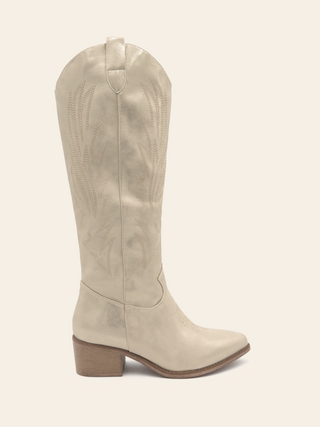 BROOKE - Gold cowboy style cowboy boots with pointed toe