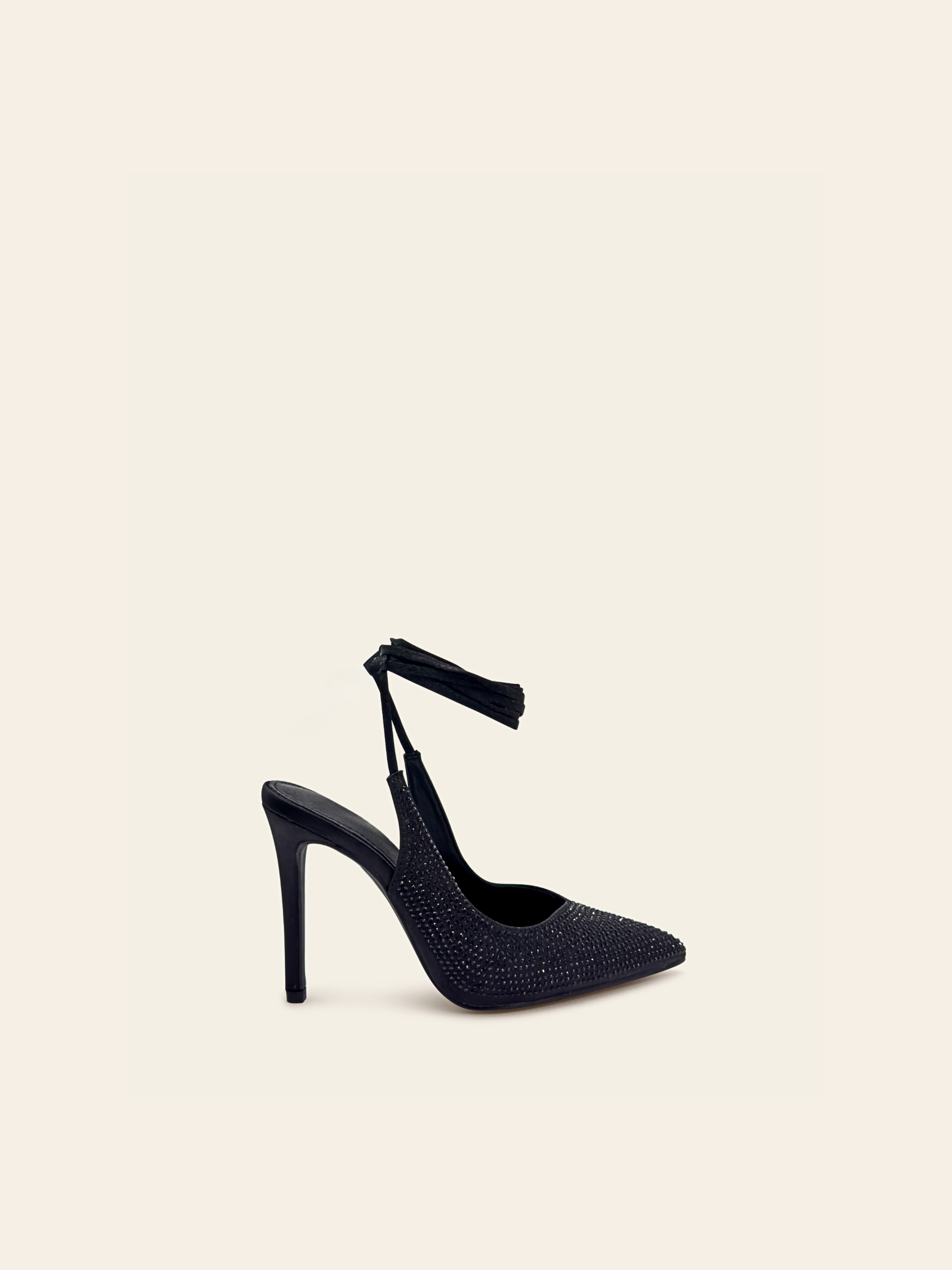 KATE Escarpins noirs strass et lacets montants