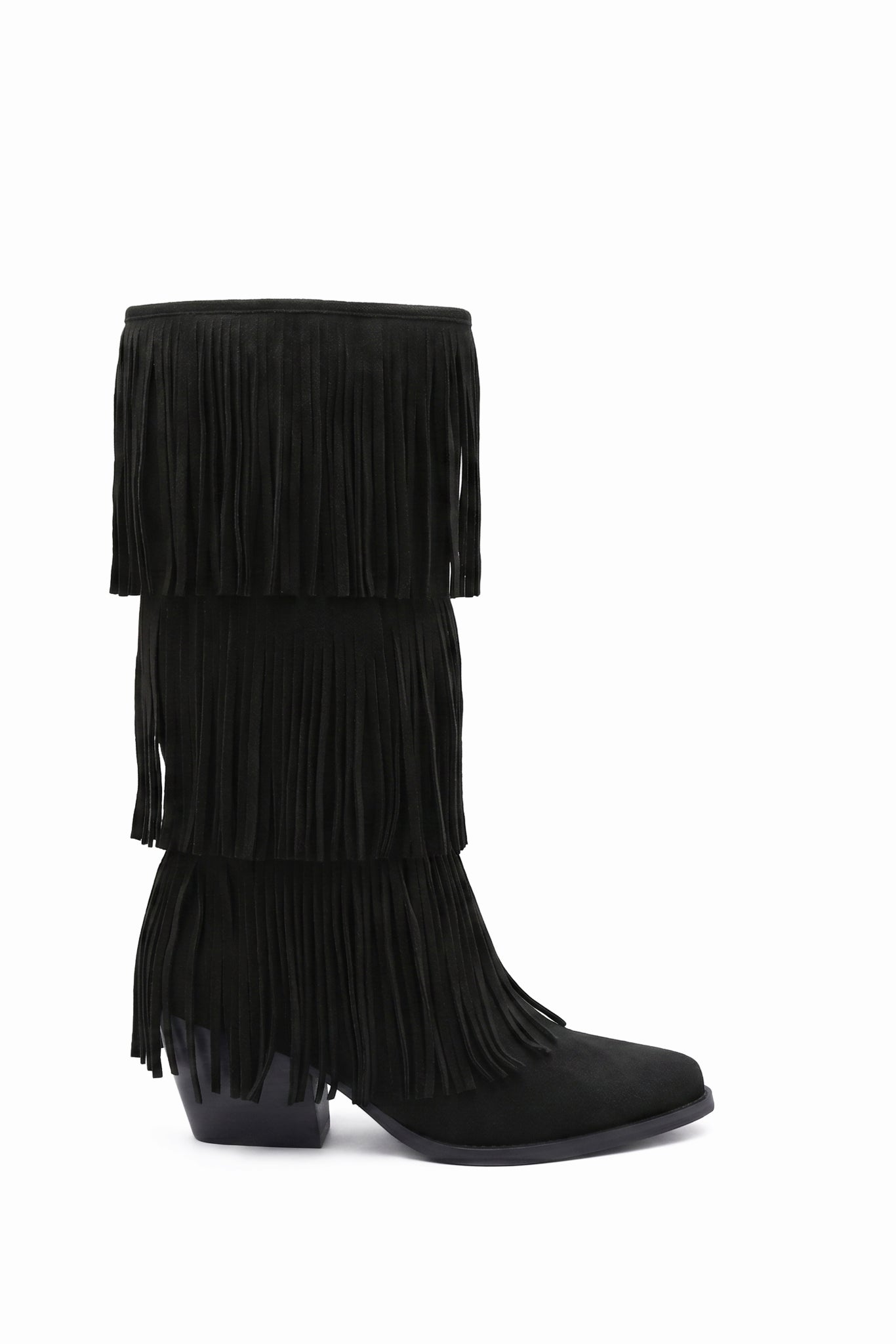 Scarlett Bottes Santiags Frange Noir