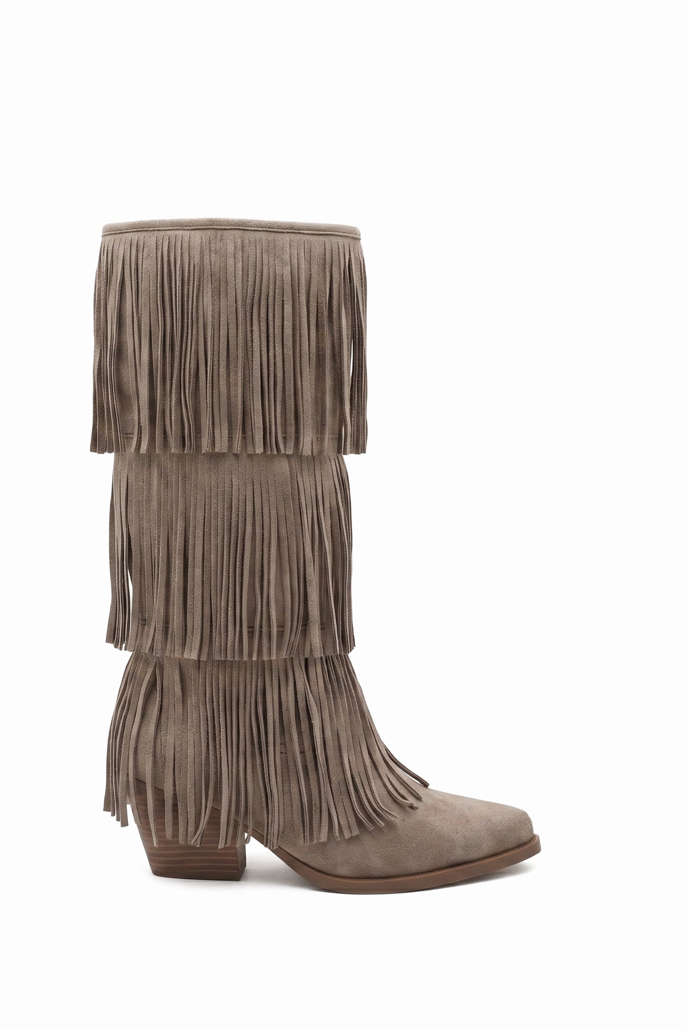 Scarlett Bottes Santiags Frange Taupe