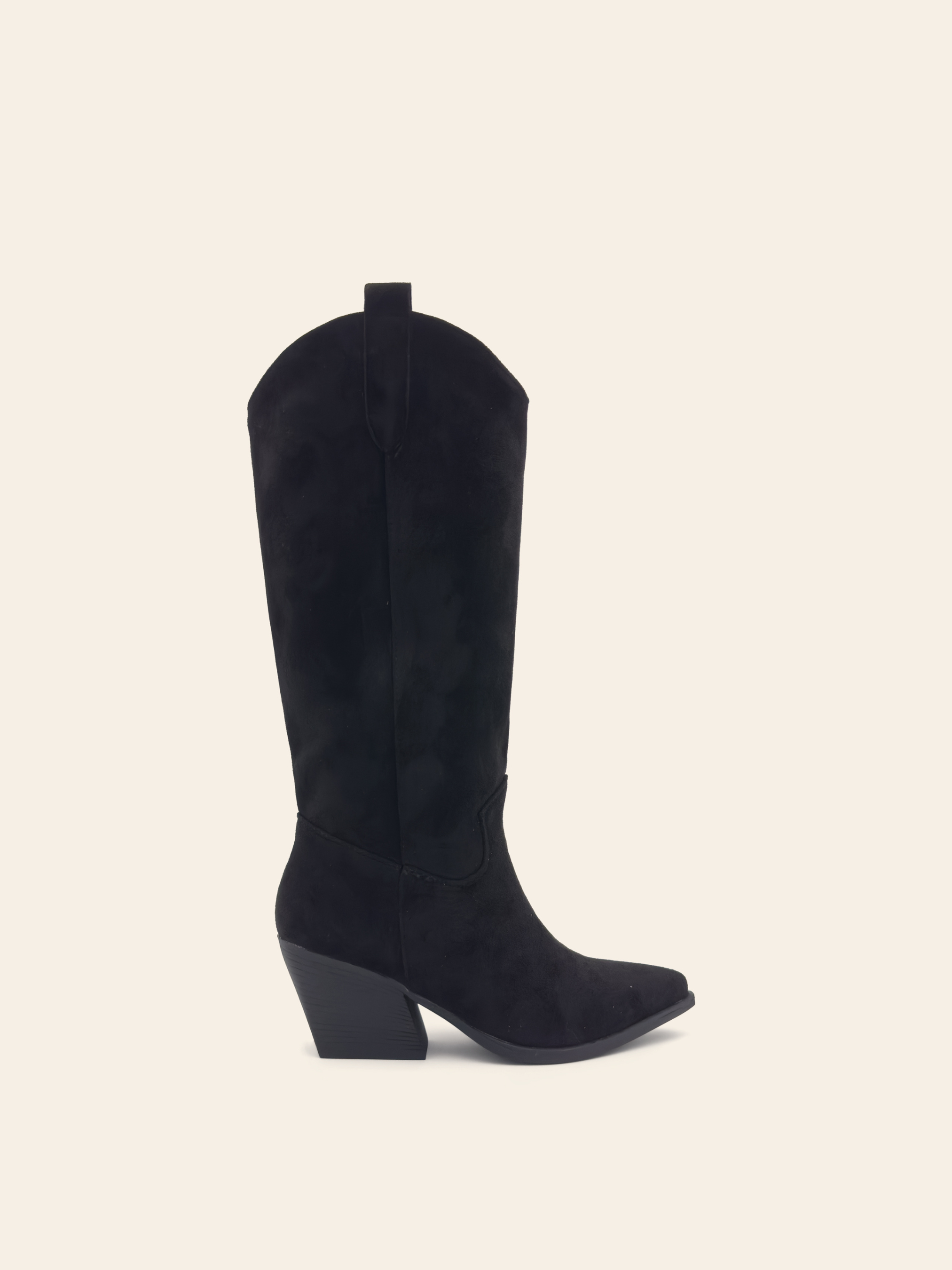 NICOLE Heeled boots with pointed toe in black suede cowboy style