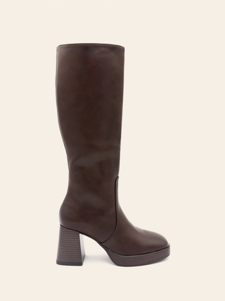 EMILIA - Brown chunky heel platform boots