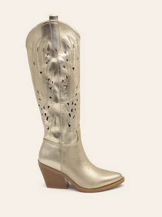 MADDY Bottes santiags style cowboy ajouree gold