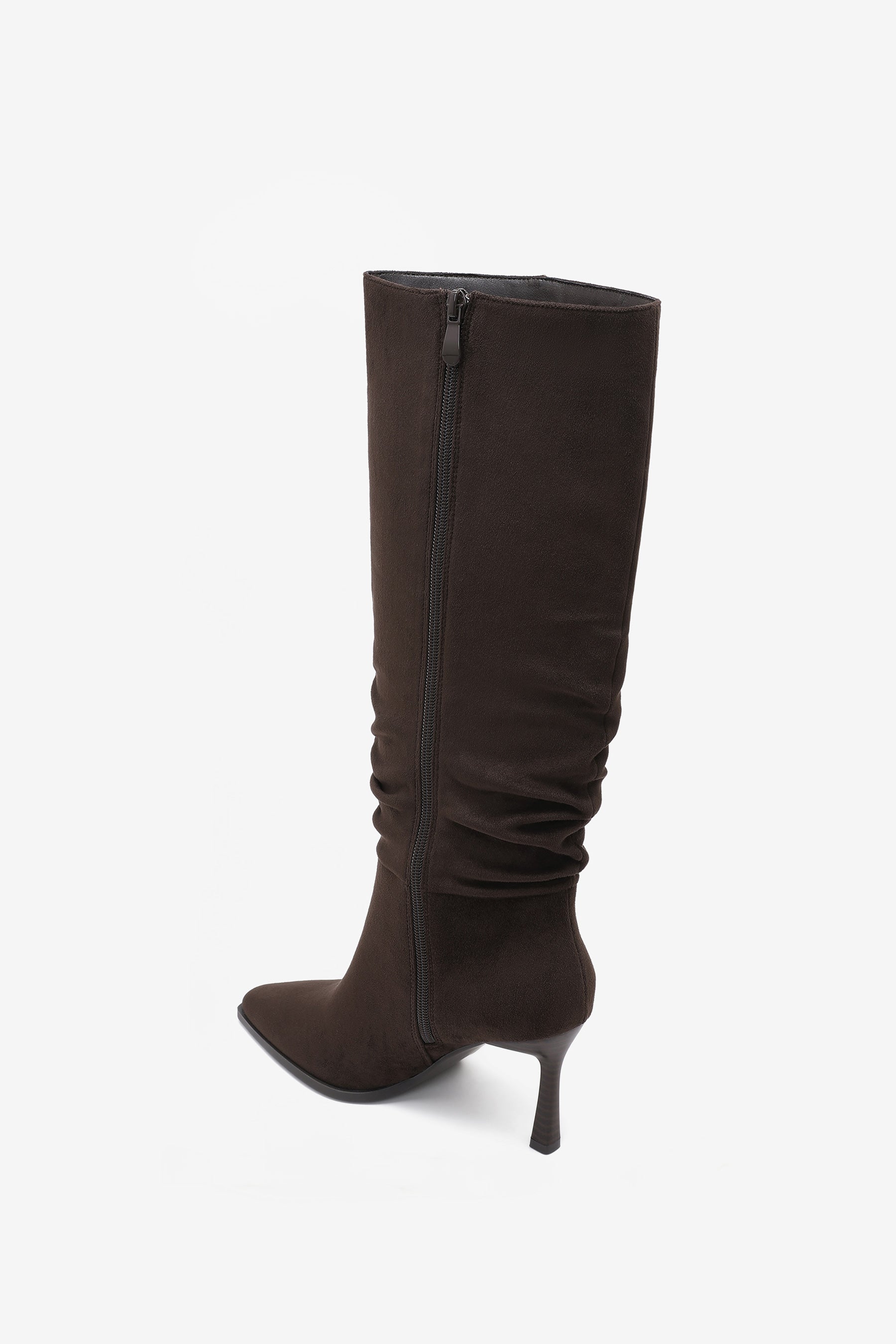 Ariana Bottes Plissée Talon Marron