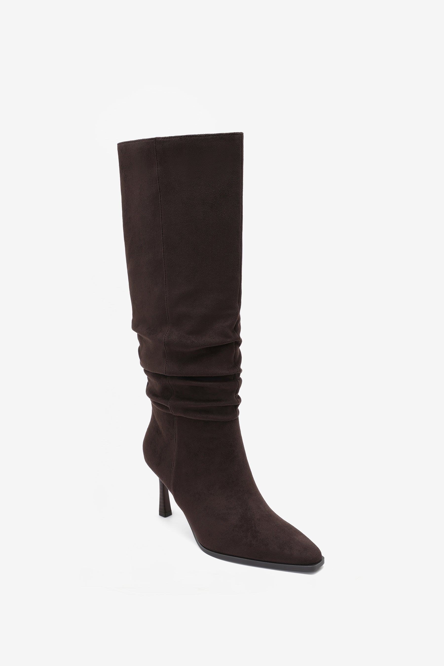 Ariana Bottes Plissée Talon Marron