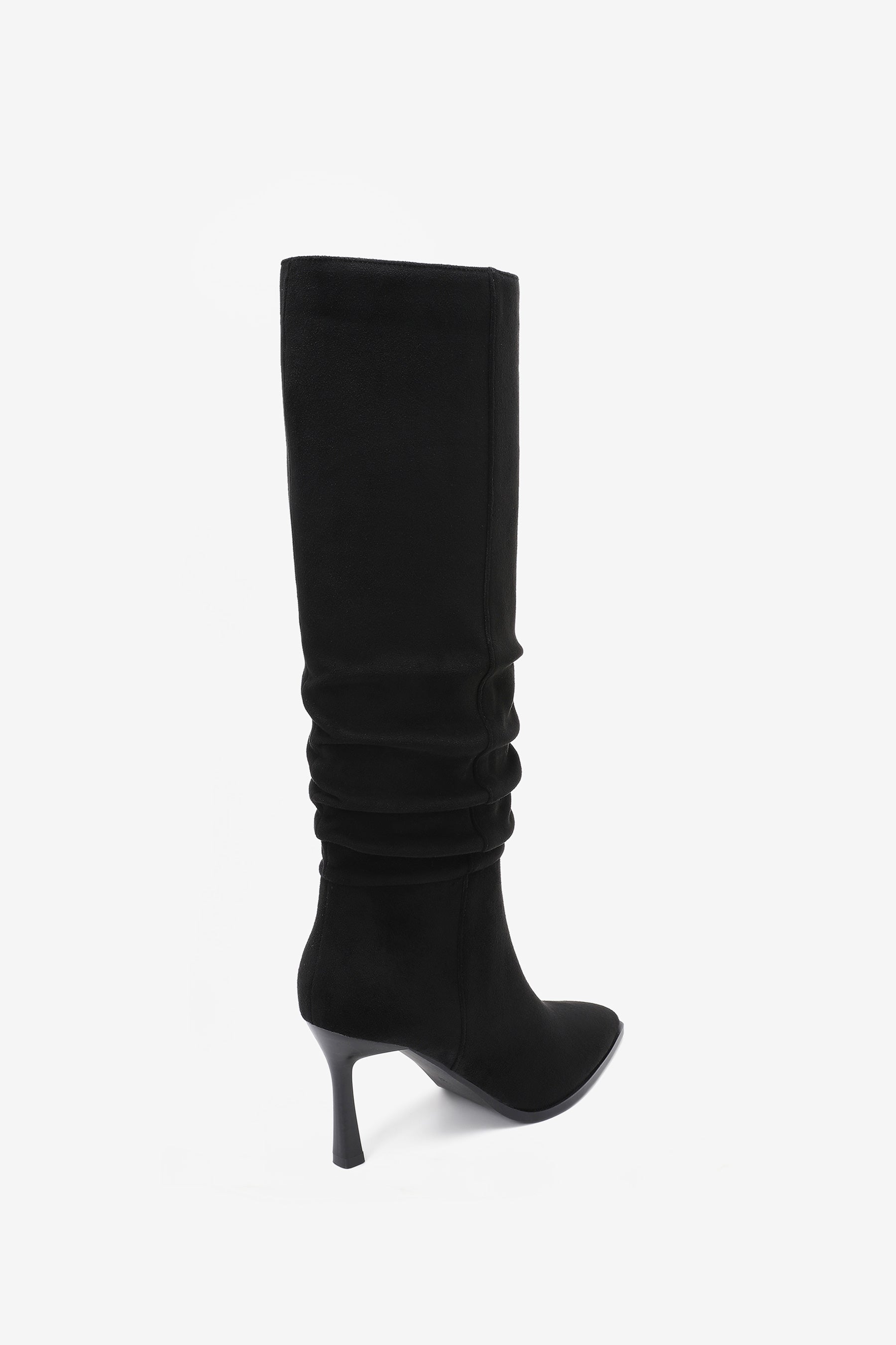 Ariana Bottes Plissée Talon Noir