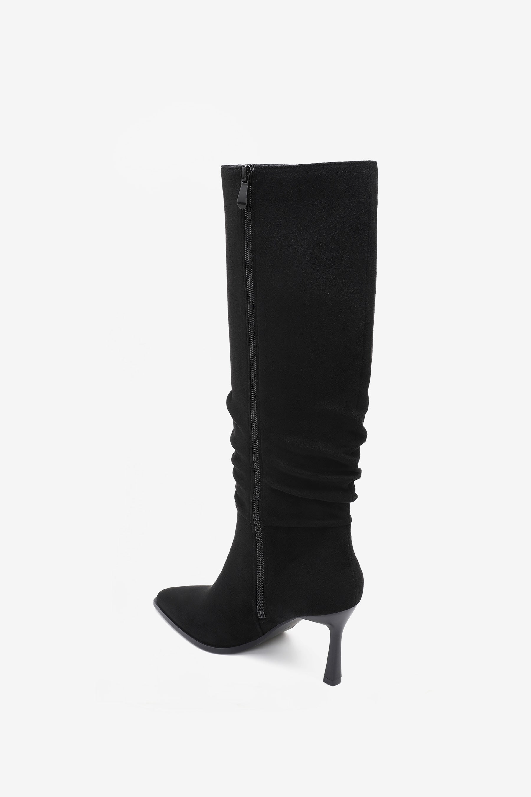 Ariana Bottes Plissée Talon Noir