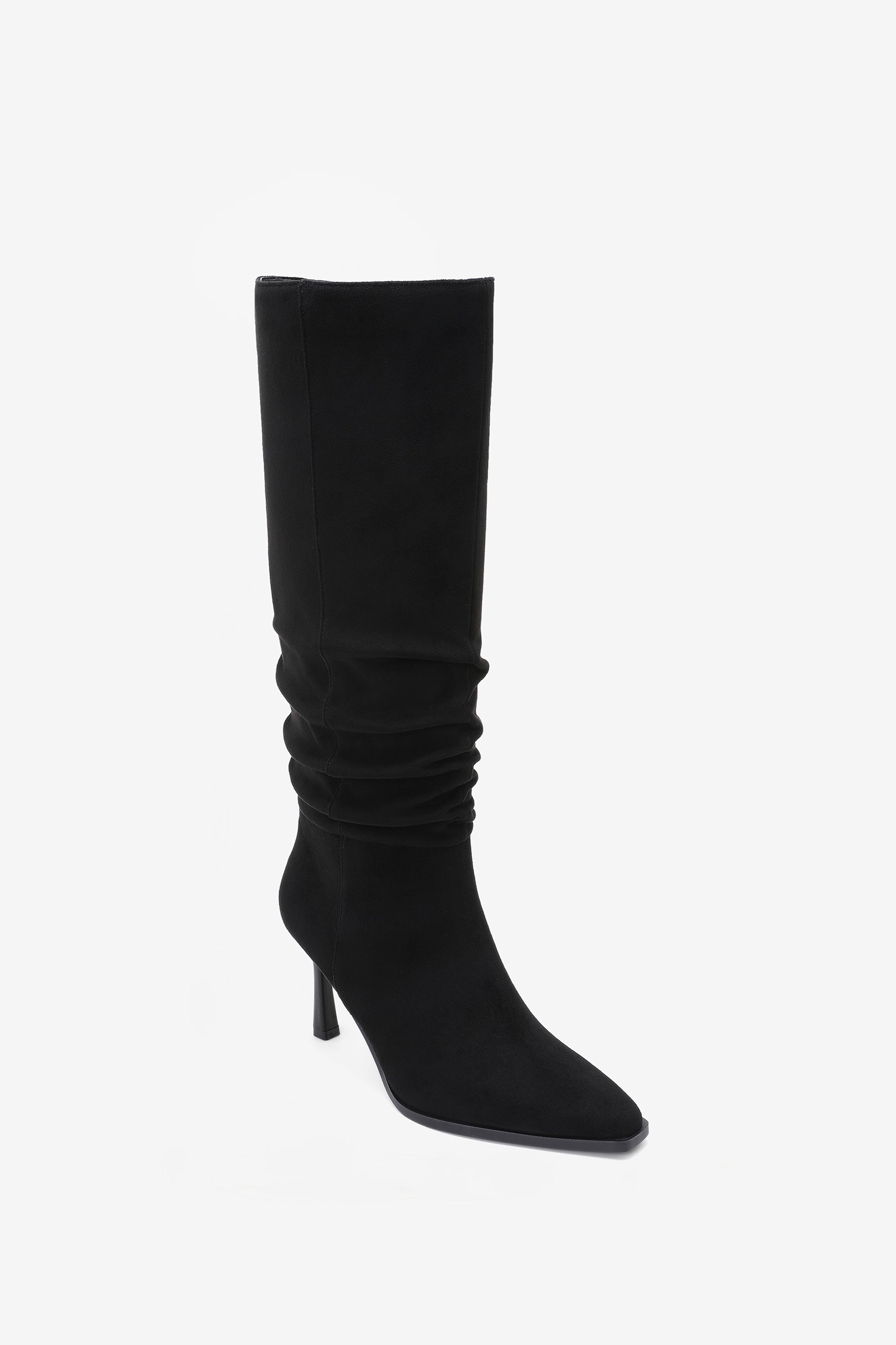 Ariana Bottes Plissée Talon Noir