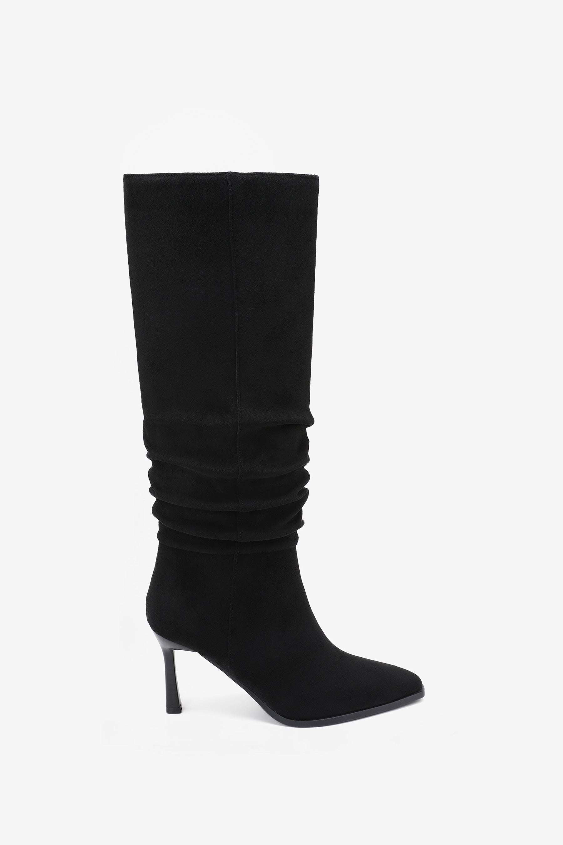 Ariana Bottes Plissée Talon Noir