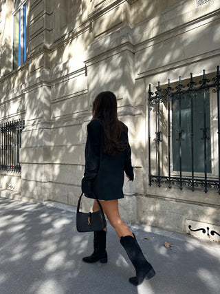 APRIL - Bottes santiags noires à motifs brodés style cowboy - Mode Femme | Cassy
