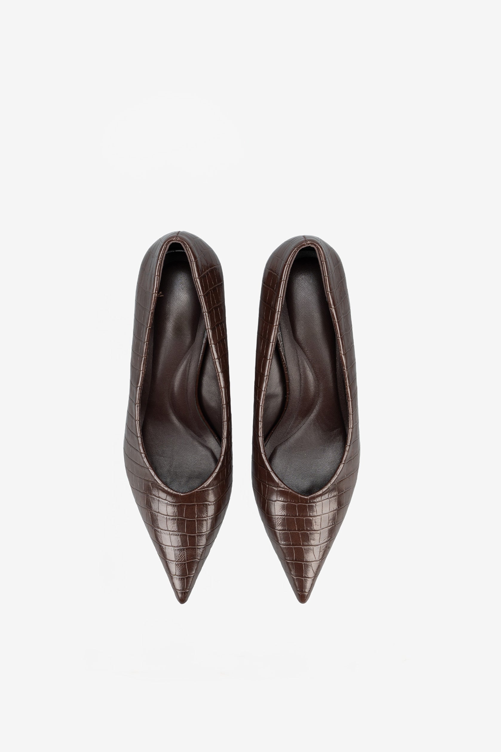 Céleste Escarpins Effet Croco Marron