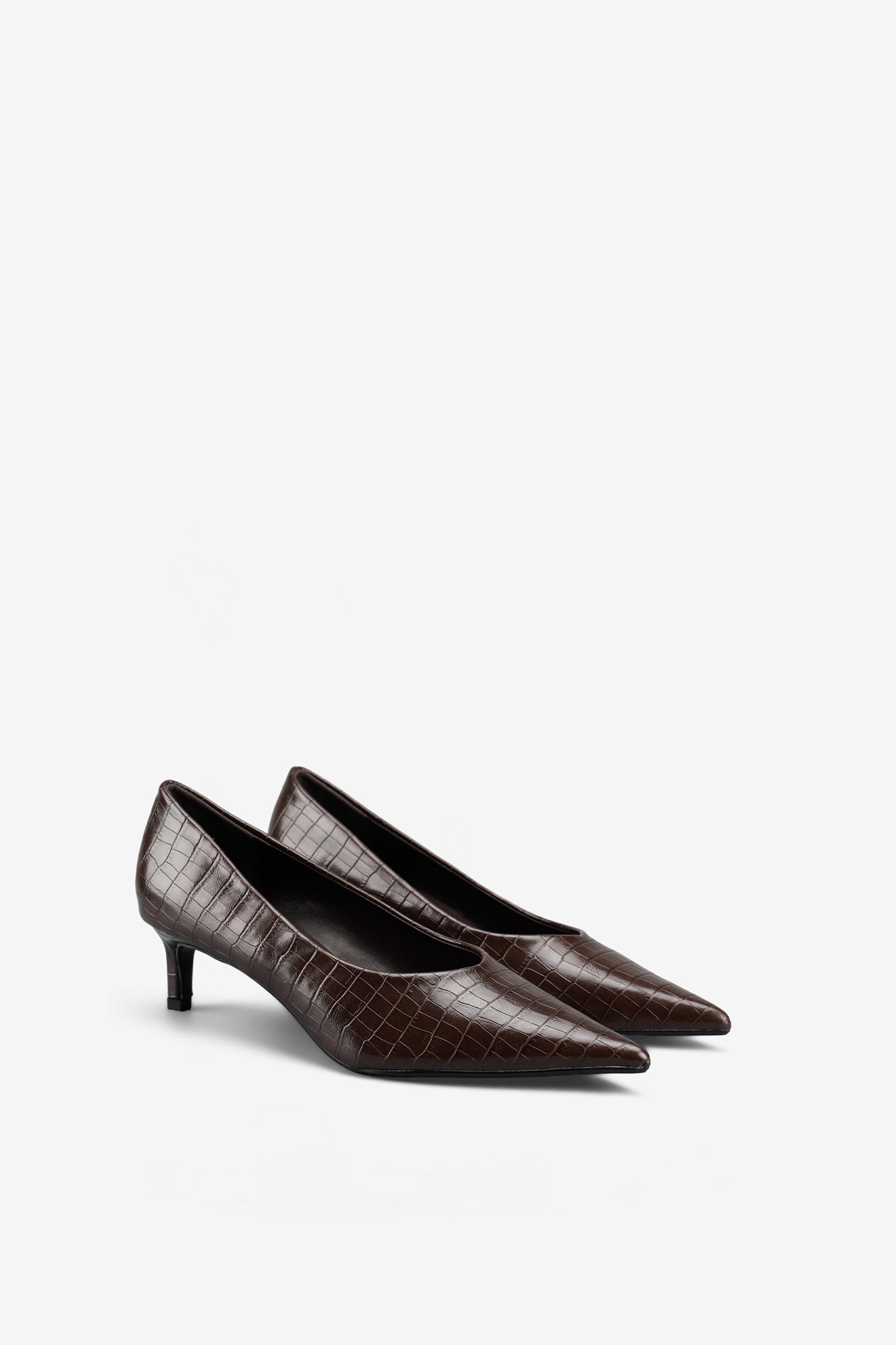 Céleste Escarpins Effet Croco Marron