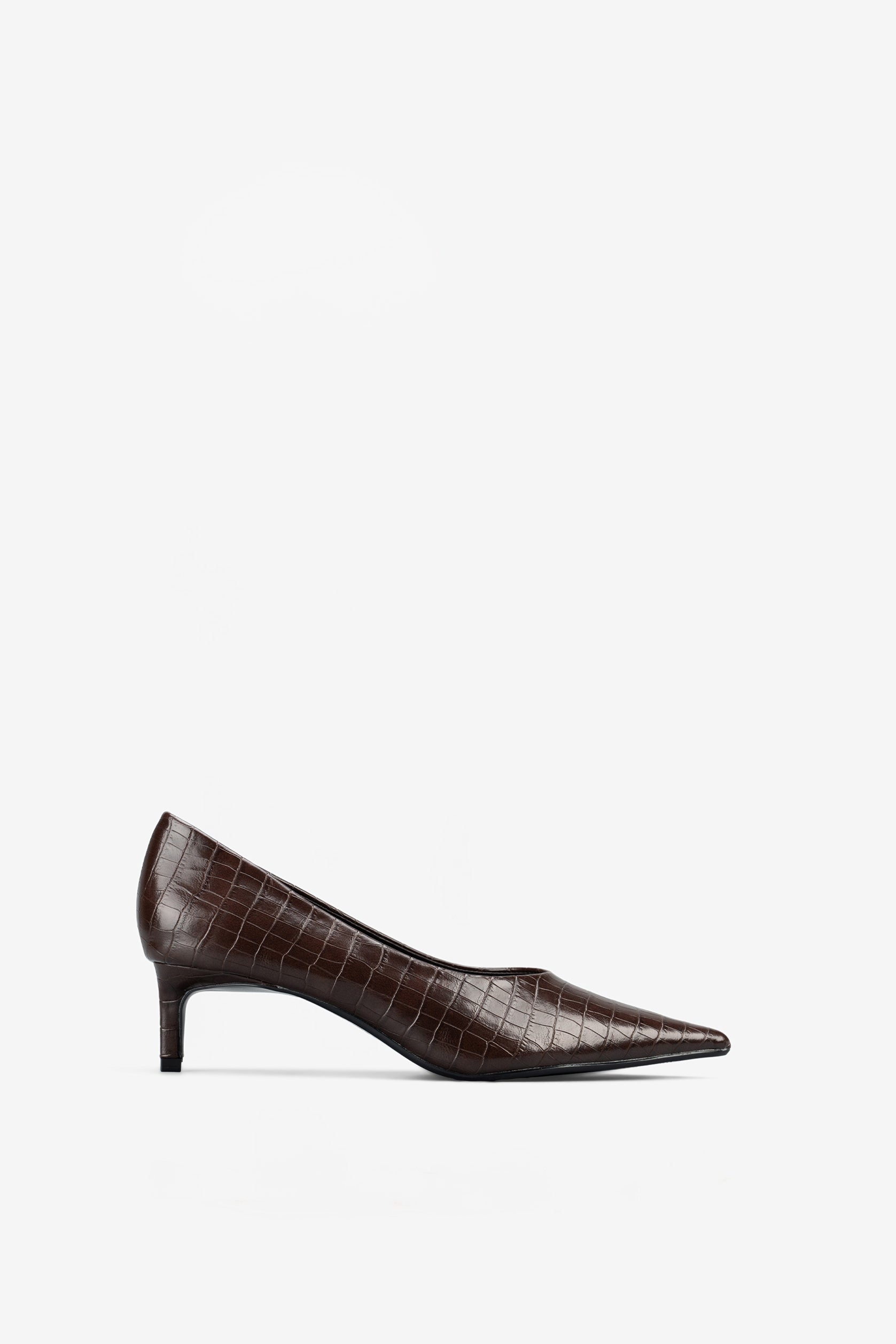 Céleste Escarpins Effet Croco Marron