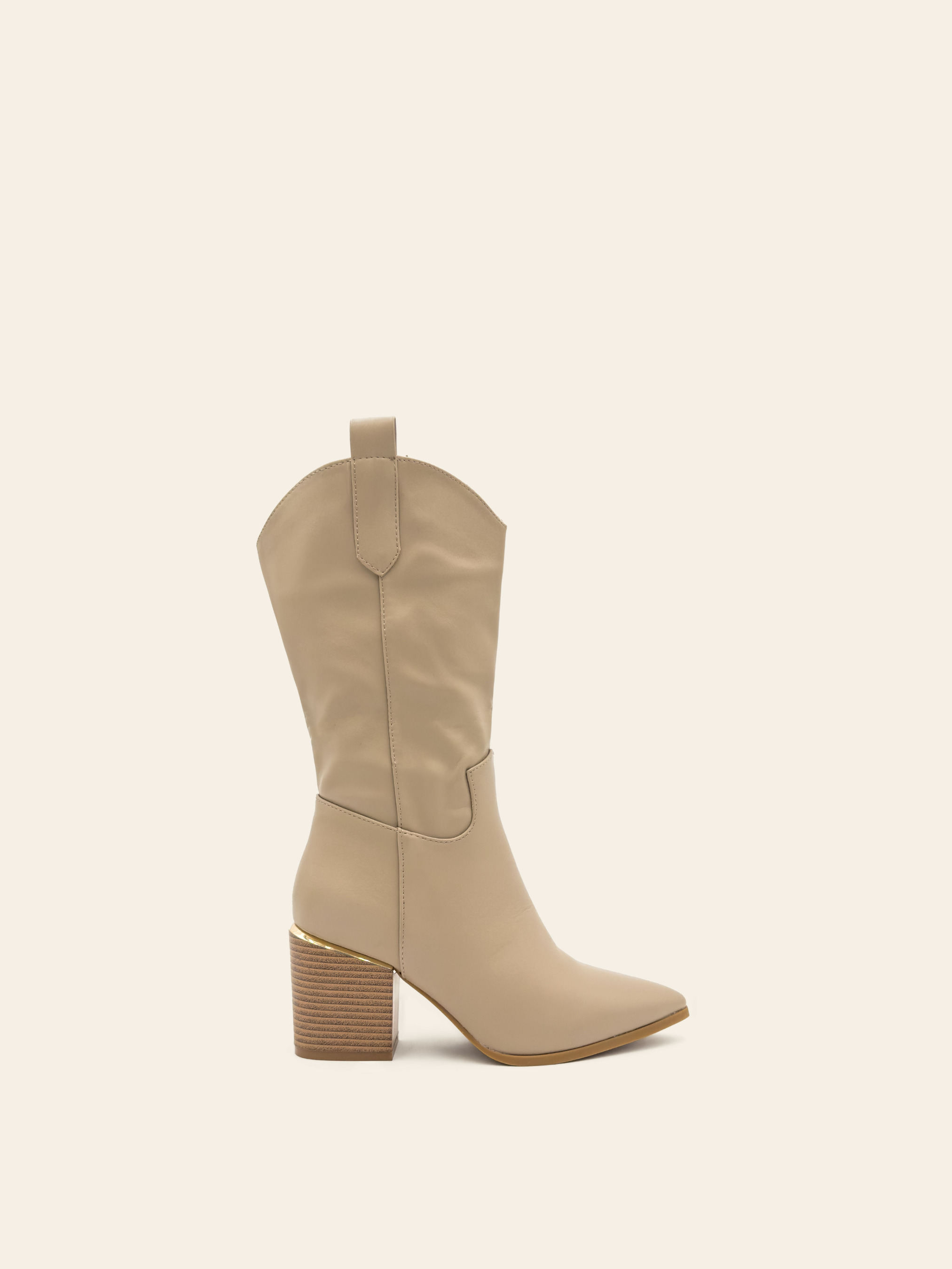 AMBRE Bottines santiags beiges talon et d tail m tallique