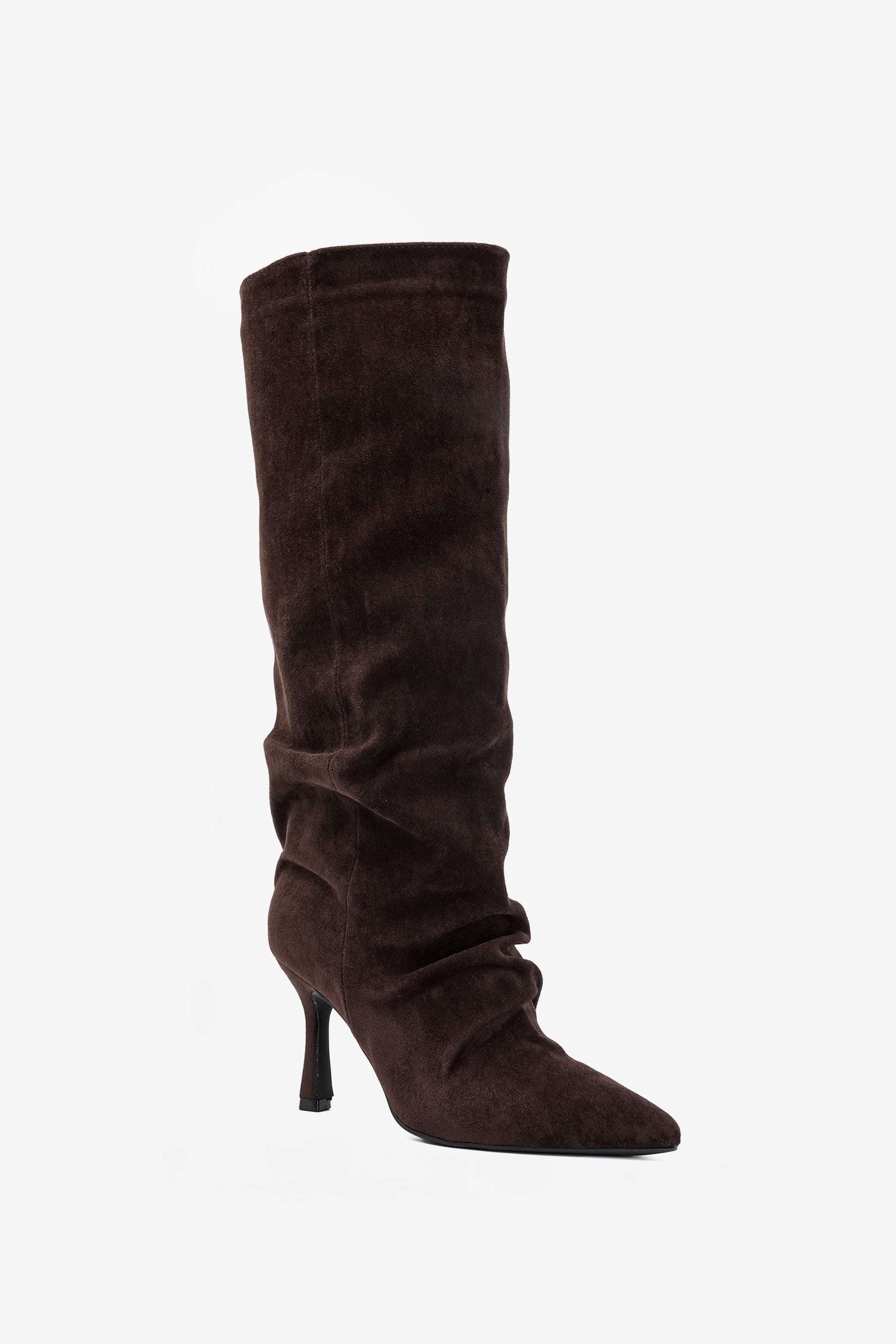 Elvira Bottes Plissée Talon Marron