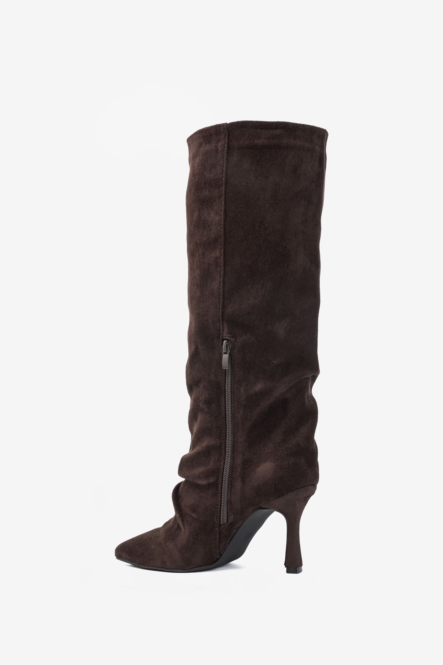 Elvira Bottes Plissée Talon Marron